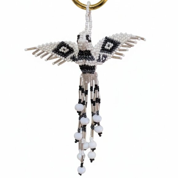 Hummingbird Beaded Bag Charm Key Ring – Handmade Keychain Pendant NW - Picture 2 of 4